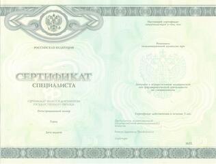 Медицинский сертификат специалиста с 2013 по 2022 год